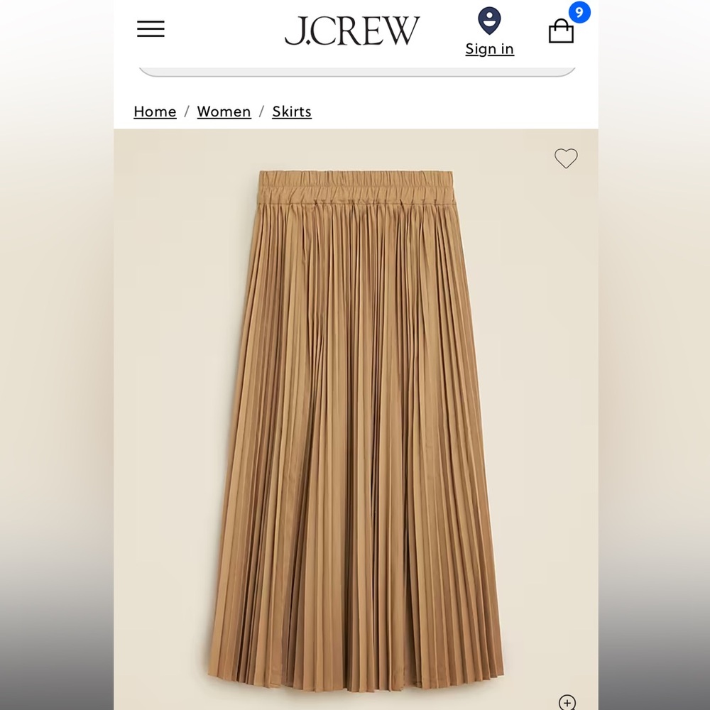 J.Crew Gwyneth Pleated Midi Skirt